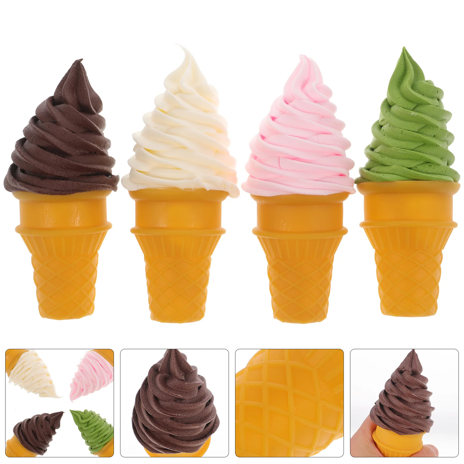 4 Pcs Simulation Ice Cream Model Interesting Children Toy Multi-function Fake Decorate Tabletop Desktop