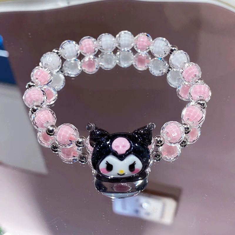 Acrylic Sanrio Children\'s Bracelet Cartoon Kulomi Baby Lotso Melody Cinnamoroll Crystal Adjustablet Beads Jewelry Accessories