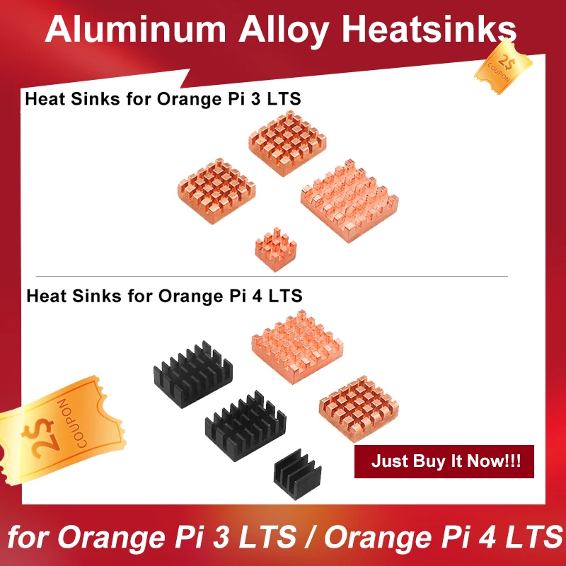 Orange Pi 3 LTS / Orange Pi 5 Heat Sink Aluminum Alloy Radiator Copper Cooler Kit Passive Cooling Heatsinks for Orange Pi 4 LTS