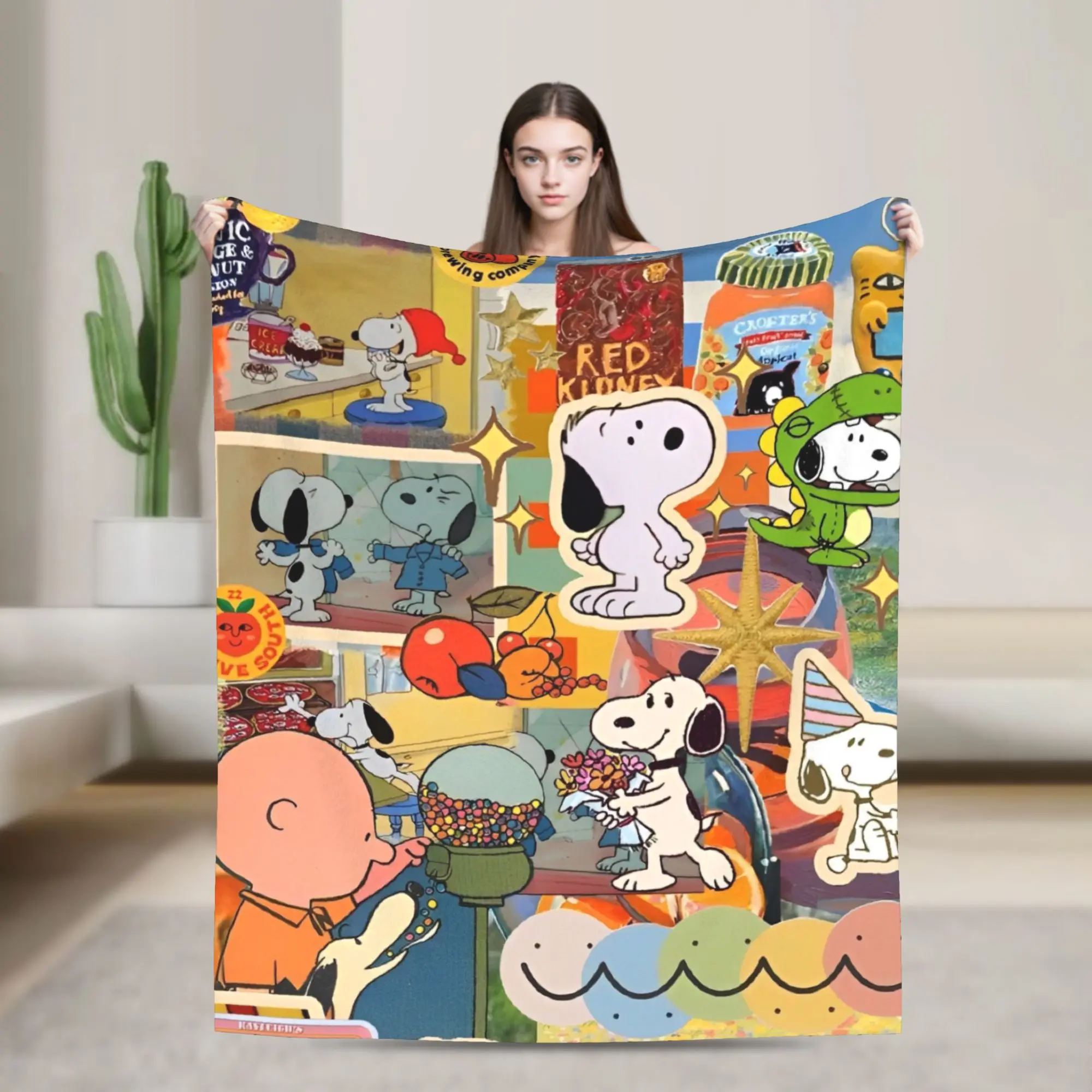 

Вязаное одеяло с рисунком манги Snoopys, коралловое флисовое плюшевое легкое одеяло для путешествий на открытом воздухе, одеяло для спальни