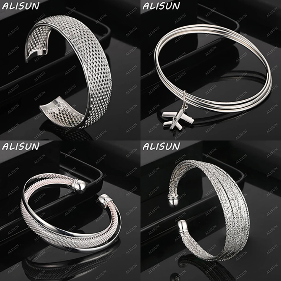 

ALISUN 925 Sterling Silver Design Bangle For Women Men Anniversary Gift Popular Wild Fashion Romantic Jewelry