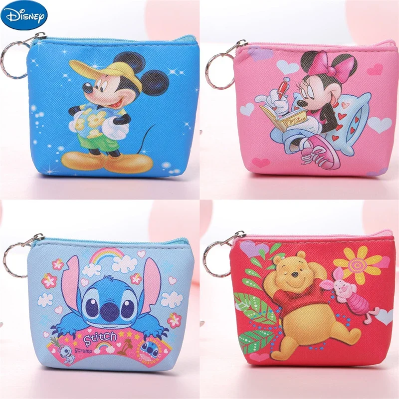 Disney Anime Stitch Coin Purse Cartoon Kawaii Mickey Minnie Anna Elsa Coin Bag Children Storage Bags Wallet Stationery Bag