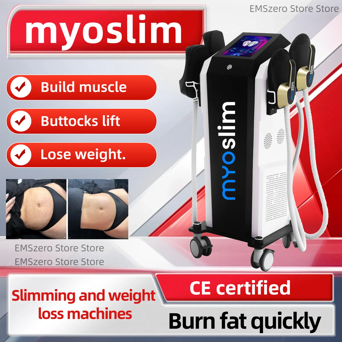 

Электромагнитное устройство для похудения Myoslim, 6500 Вт, высокая мощность, потеря веса и сжигание жира, салон красоты, новинка Myoslim, потеря веса