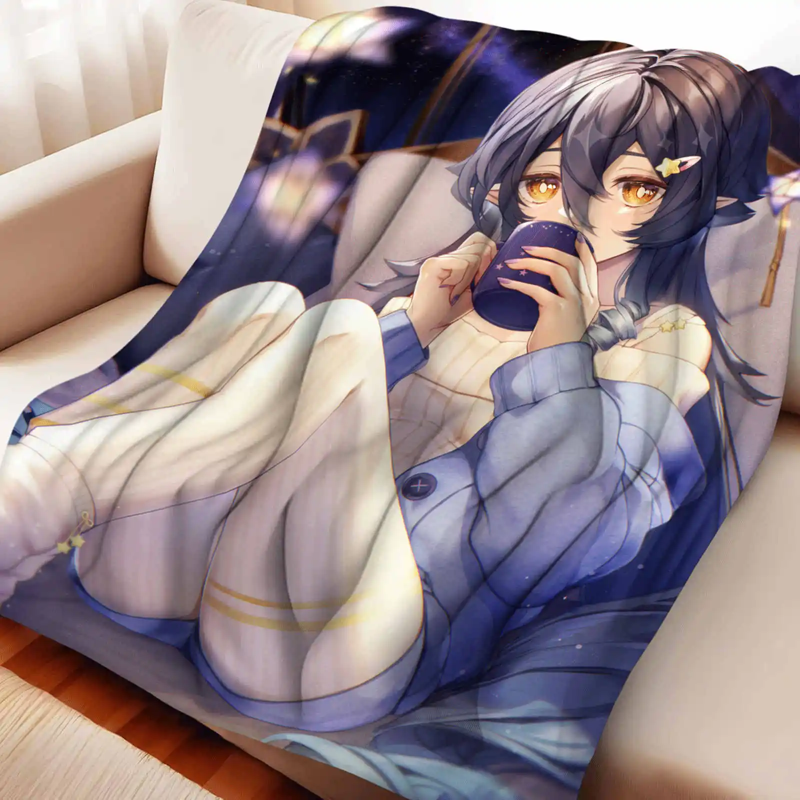 

Genshin Impact Layla Blanket for Sofa Bed Travel Camping Living Room Office Conditioning Blanket for All Seasons Gifts