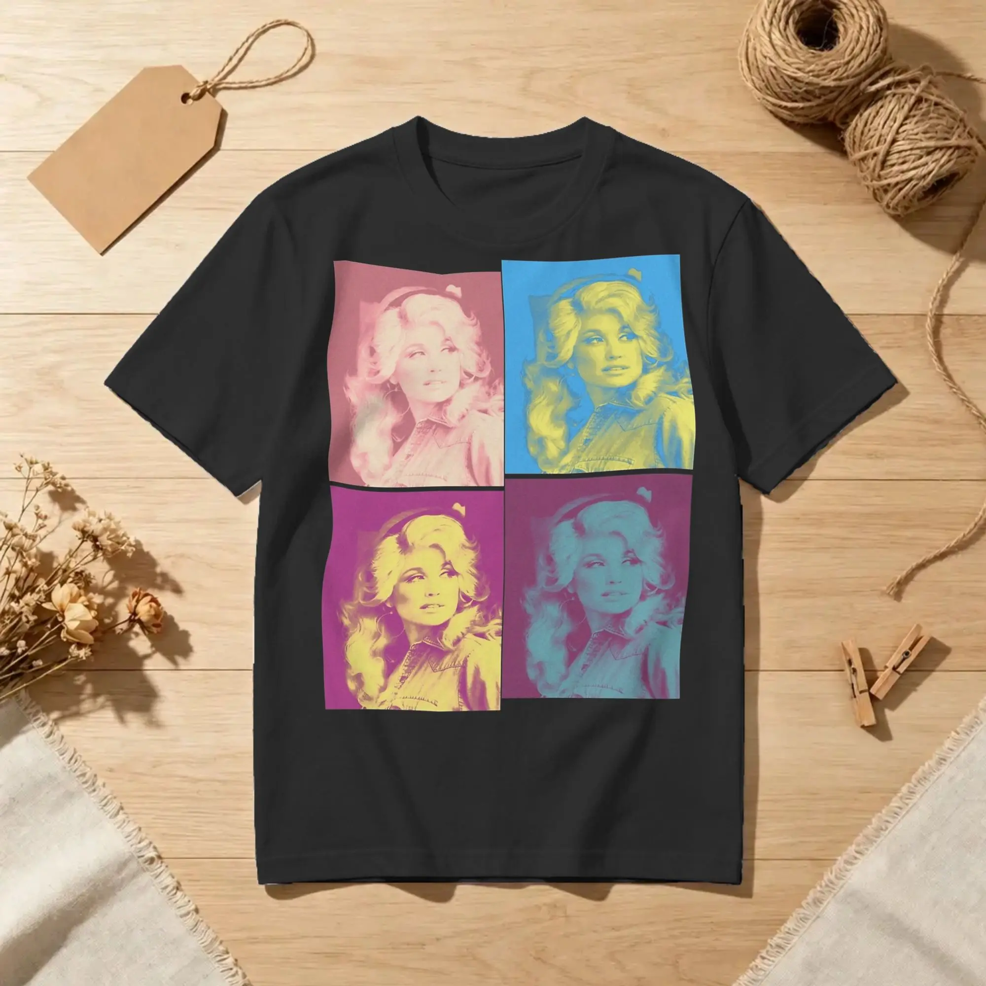 Retro Dolly Parton Four Colors 80s T-Shirt for Men Women  Novelty Cotton Tee Shirt Crewneck Short Sleeve T Shirts New Clothing