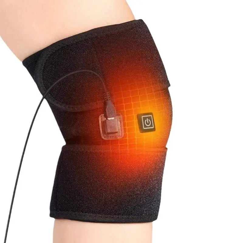 Heating Knee Massage Belt with Adjustable Protector for Knee Area 3 Temperature Design Single Black For Outdoor Home Office