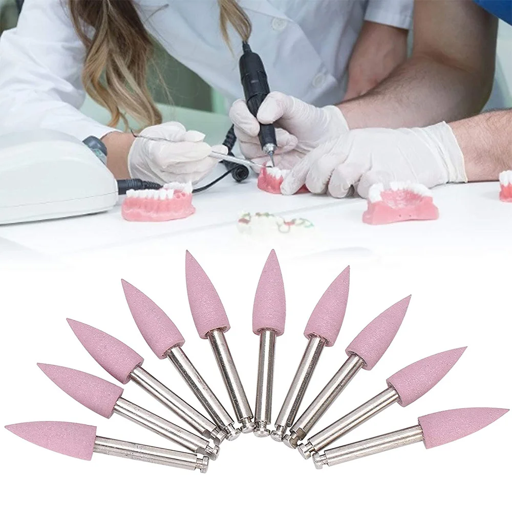 ABRN-10Pcs Polishing Bits, Grinding Drill Bit Fit Slow Machines, For Porcelain Teeth Light Curing