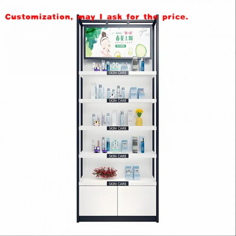 

custom.Custom Wood Wall Mounting Shelves Metal LED Lighted Display Rack Cosmetic Shop