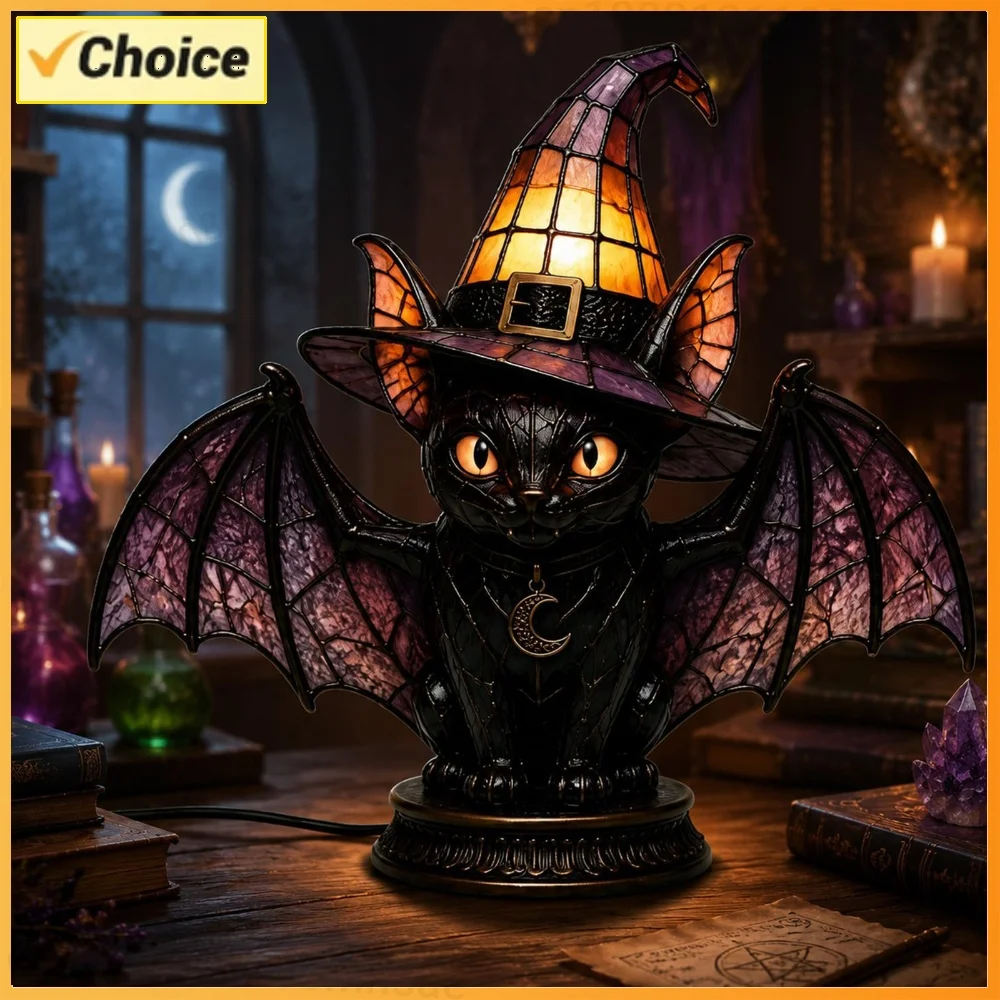 Handcrafted Retro Resin Witches Lamp USB Powered Gothic Wizard Hats Night Light for Colorful Wizard Hat Lamp for Bedroom