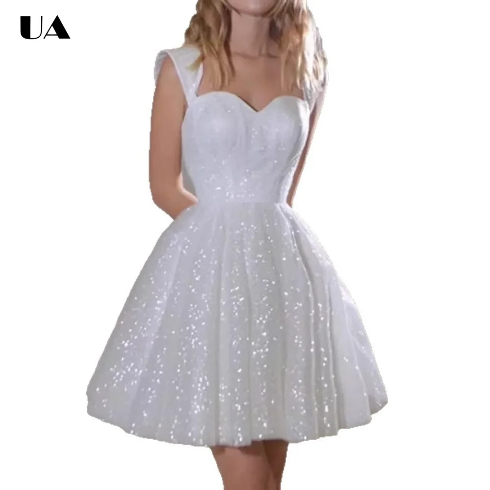

ULBYANRY Customized Sweetheart Neck Ball Gown for Woman, Sparkly Sequined Evening Dress, Elegant Solid Mesh Cocktail Party Dress
