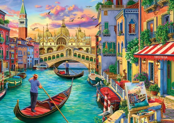 500/1000/1200/2000PCS Jigsaw Puzzle Venice Water City Gondola And Colorful Buildings DIY Assembling Game Creative Present