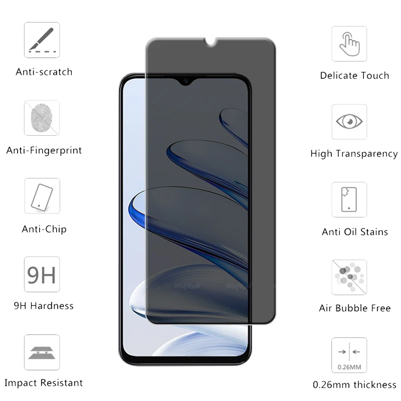 1/2/3/4Pcs For Honor 70 Lite Glass Huawei Honor 70 Lite Tempered Glass 9H Privacy Anti-Spy Glue Screen Protector Honor 70 Lite