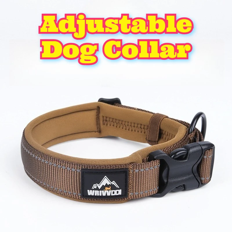 

Adjustable Dog Collar Nylon Reflective No Pull Anti Escape Medium Dogs Solid Color Pet Safety Walking Training Quick Release