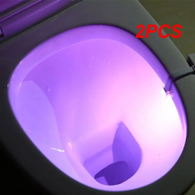 

2PCS Smart Motion Sensor Toilet Seat Night Light 8/16 Colors Waterproof Backlight LED UV Human Induction Night Light for