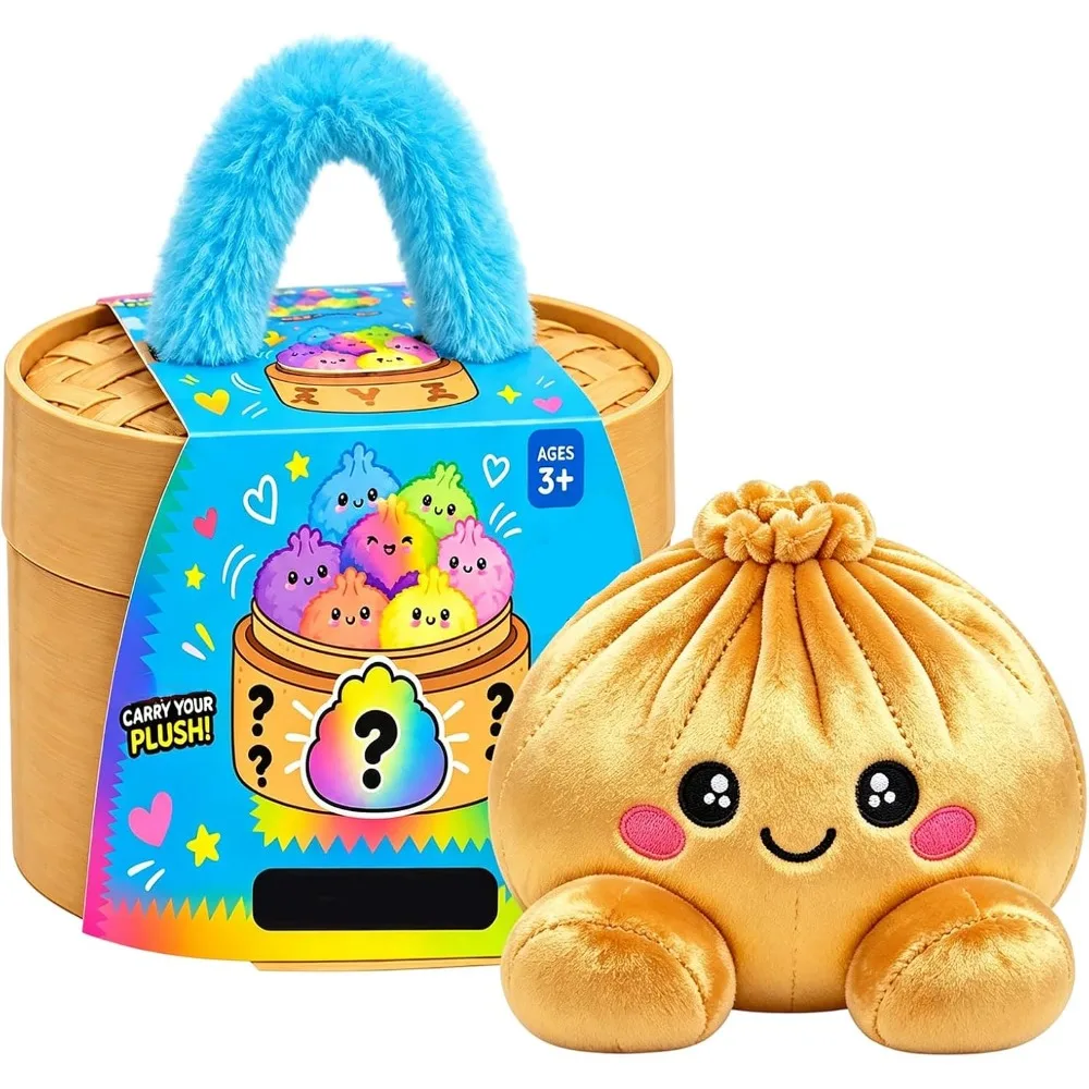 Plush Dumpling Mystery Squishy Bao Bun with Steamer Blind Soft Stress Relief Fidget Sensory Squeeze Plushie Box for Adults Gift
