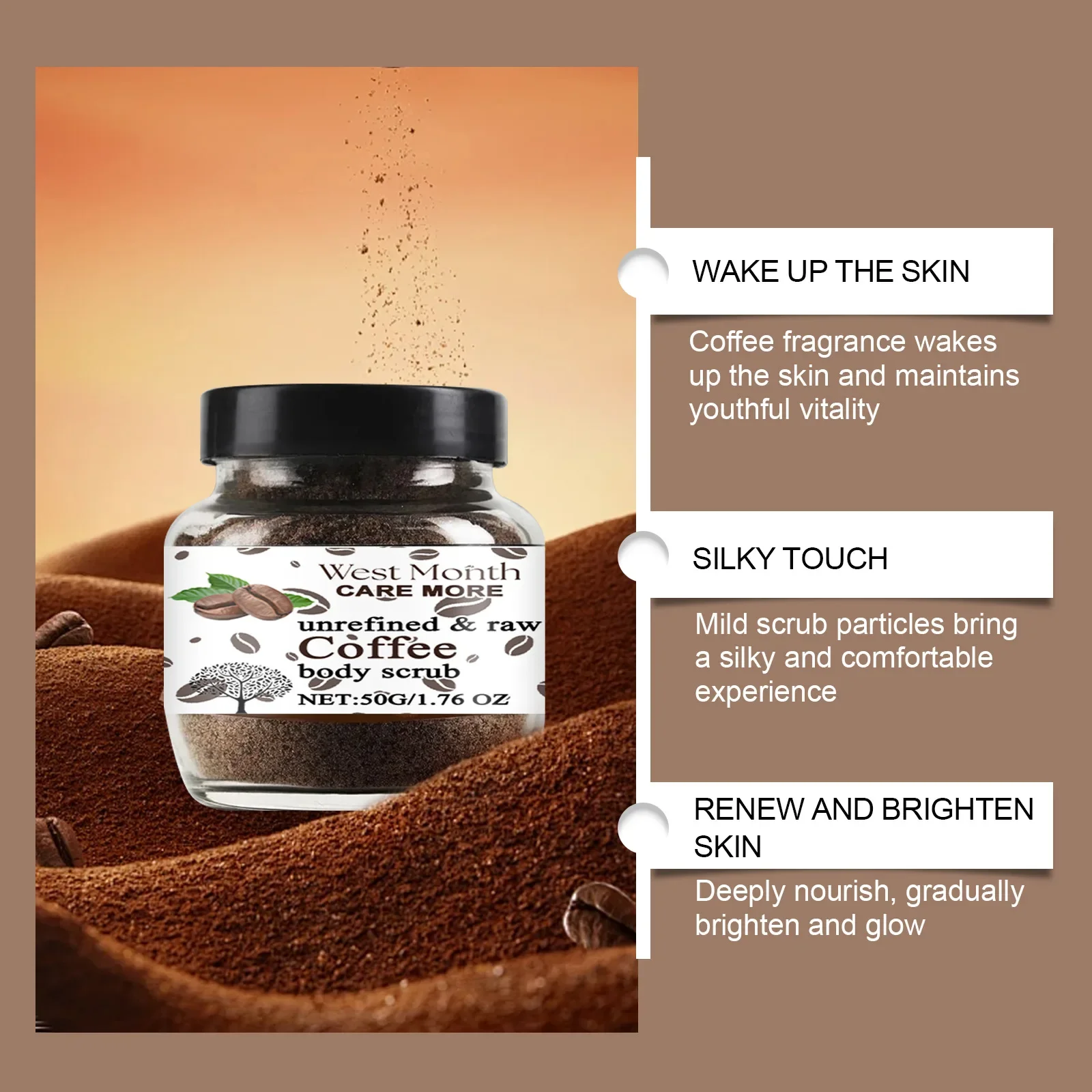 

Reduce Dark Spots and Dullness with Refreshing Coffee Body Scrub for Deep Cleansing Moisturizing Shrink Pores and Tighten Skin