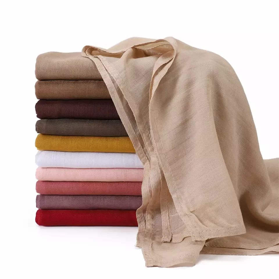 

Custom Lightweight Double Stitches Trim Viscose Rayon Shawl Cotton Viscose Hijab Muslim Women Fashion Scarf Shawl