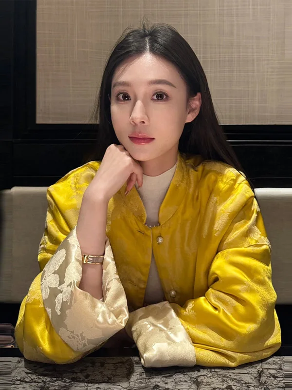 

New Chinese Style Yellow Embroidered Jacket Women's Spring 2026 High-End Unique Beautiful Tang Costume Top Loose Fit Printed