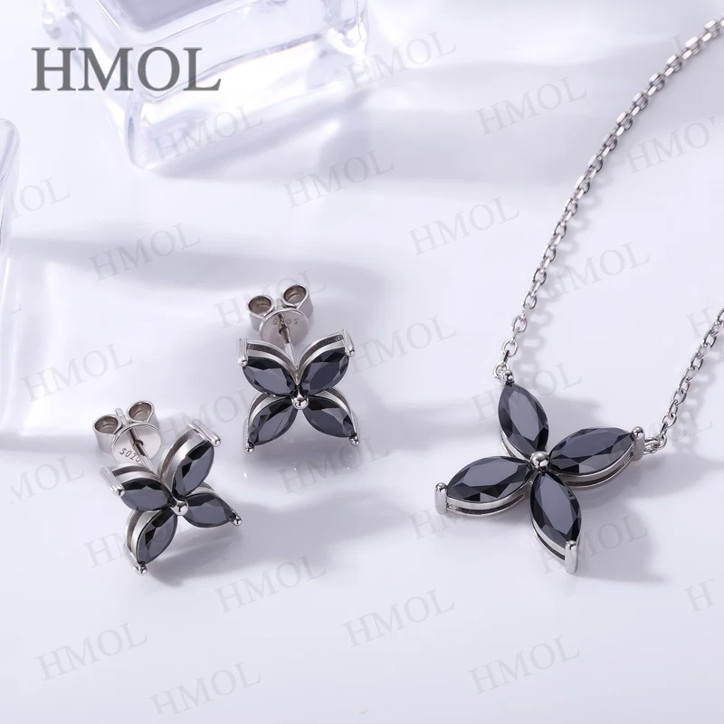 

Moissanite Set Marquise Clover Earrings Necklaces exquisite jewelry suitable for engagement wedding party and other occasions