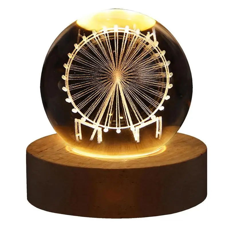 Glowing Planetary Crystal Ball Night Lights 3D Engraved Led Night Light Table Lamp Decor LED Night Lamp Creative Table Lamp