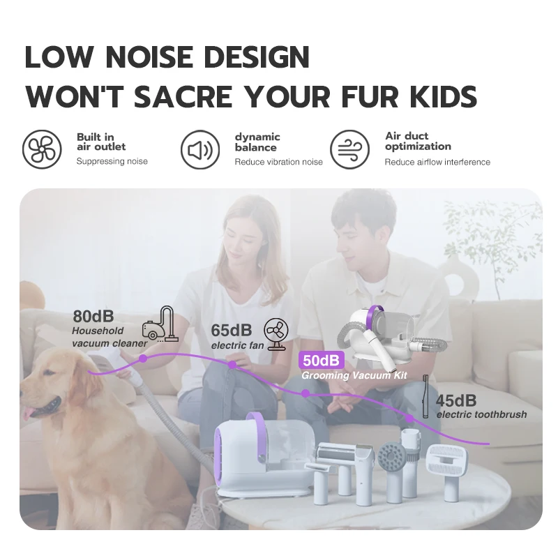 Factory Pet Grooming Kit Electric Trimmer Dog Cat Grooming Brush Tools Pet Hair Vacuum 6-in-1 Pet Grooming Vacuum Cleaner Set view 5