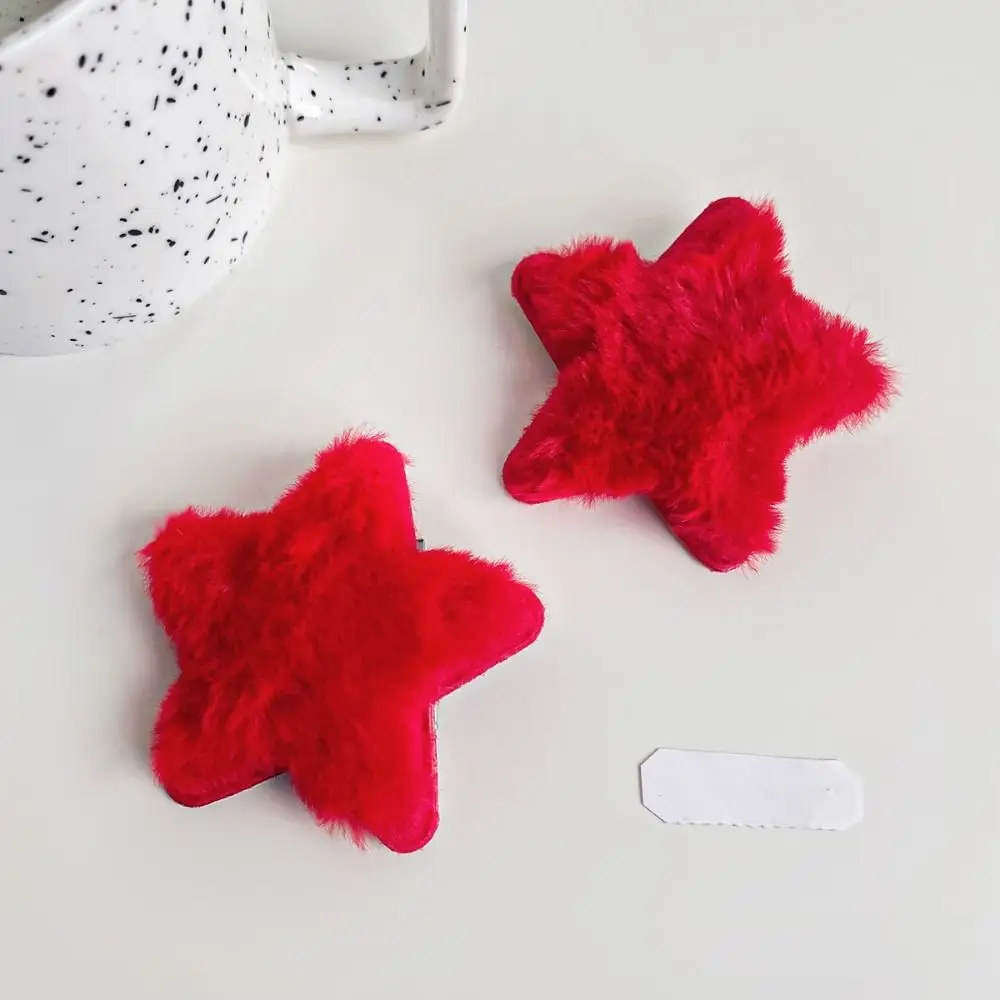 1 زوج Waterdrop ستار مقاطع الشعر اللون الأحمر الكورية نمط السنة الجديدة دبابيس الشعر المشابك الشعر الجانب كليب ستار منقار البط كليب الطرف