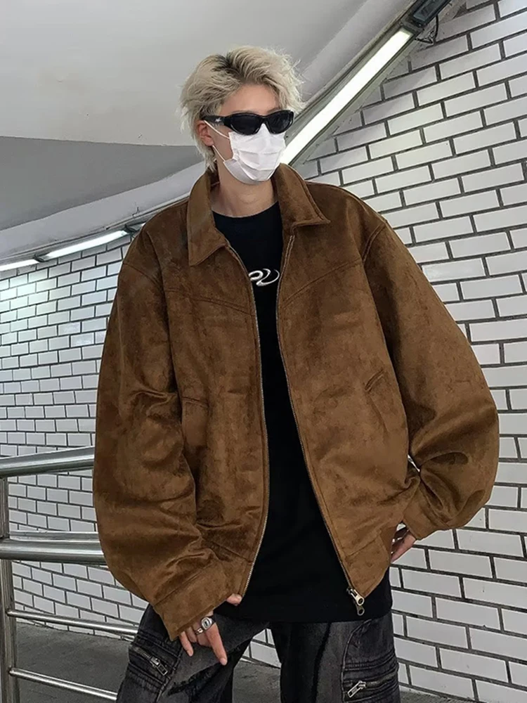 

Замшевая мужская винтажная бейсбольная одежда для охоты Flight Jaet кофейного цвета, американская верхняя одежда премиум-класса