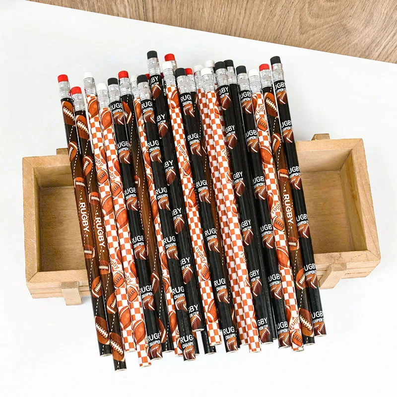12/24Pcs Holz HB Bleistift Mit Radiergummi Weihnachten Halloween Fußball Kind Zeichnung Bleistift Geburtstag Party Geschenk Tasche Füllstoffe schreibwaren – Detail 8