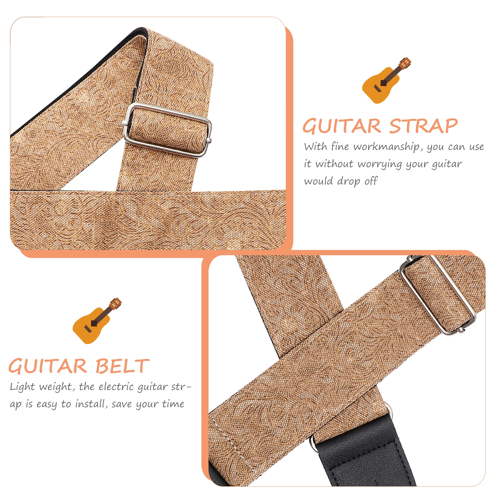 

Adjustable Guitar Strap Cotton PU Replacement Sling for Electric Acoustic Bass Folk Guitar Shoulder Belt