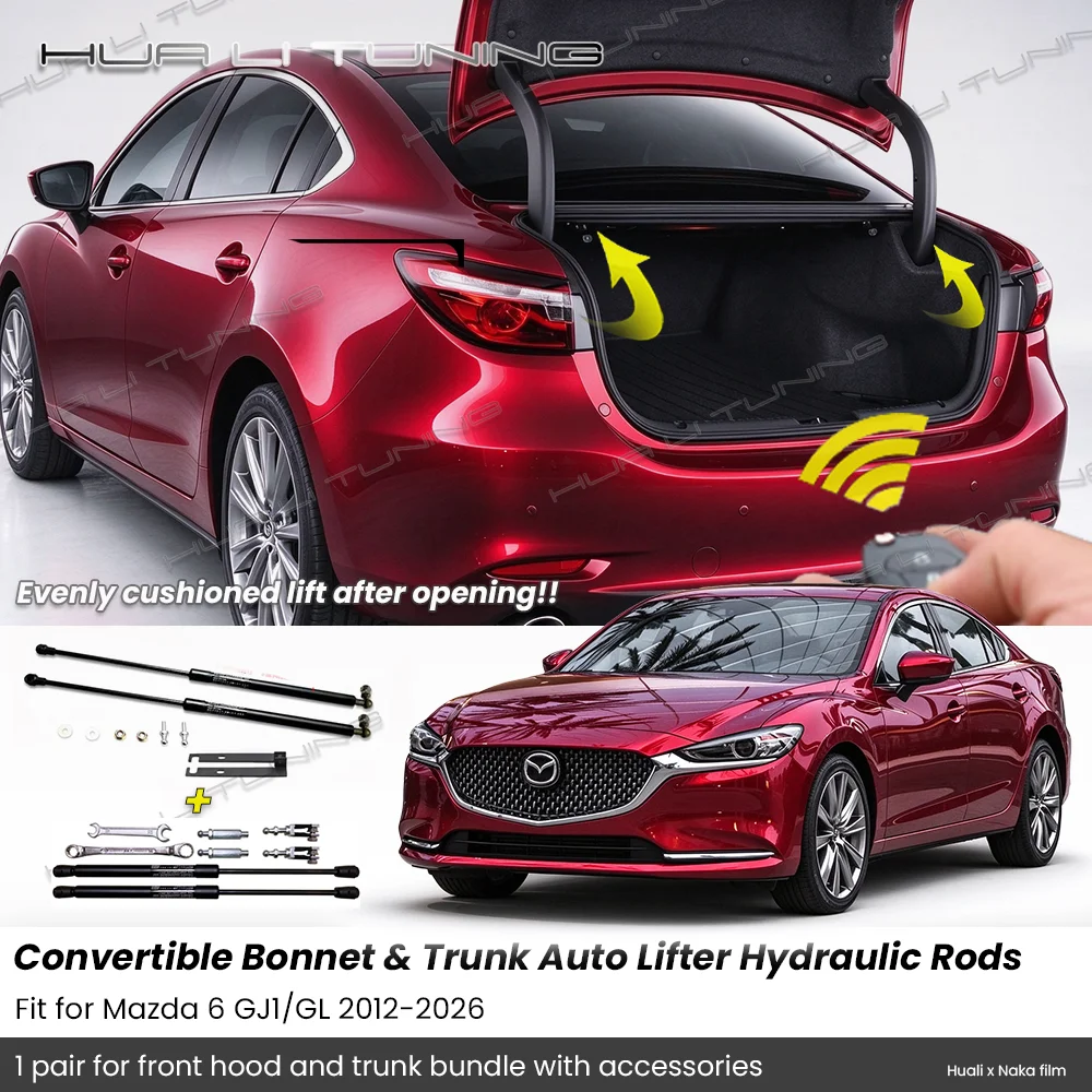 Hood Struts Bonnet Gas Springs for Mazda 6 GJ1/GL 2012-2026, Front Hood Lift Supports + Tailgate Struts Shock, Bolt-on Accessory
