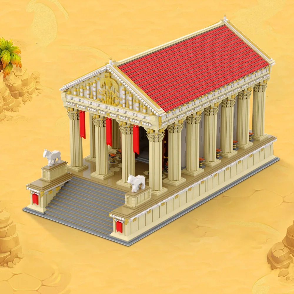 MOC Ancient Roman Temple Model Building Blocks Roman Church Pantheon Armenian Garni Temple Architecture Bricks Toy Gift