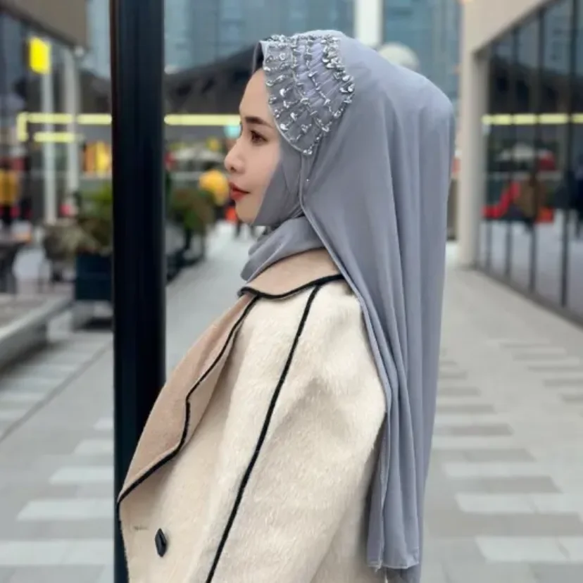 High Class Moslem Dubai Wedding Party Cover Head Hijab Shawls Wraps