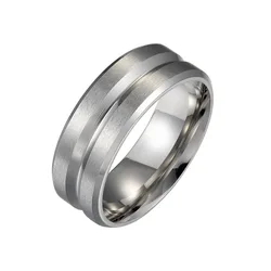 Fashion Matte Groove Women Men Polished Stainless Steel Convention Jewelry Wedding Band Ring Marry Gifts