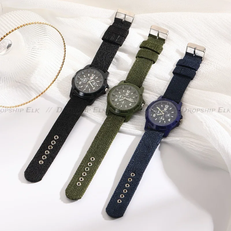 メンズ高級発光ナイロンバンドウォッチ、モーションリストクォーツ、スポーツショック腕時計、カップルウォッチ