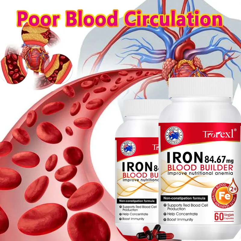 

Trorexl Natural Blood Builder Iron Supplement and Support for Healthy Rbc & Oxygen Levels and Red Blood Cells Production