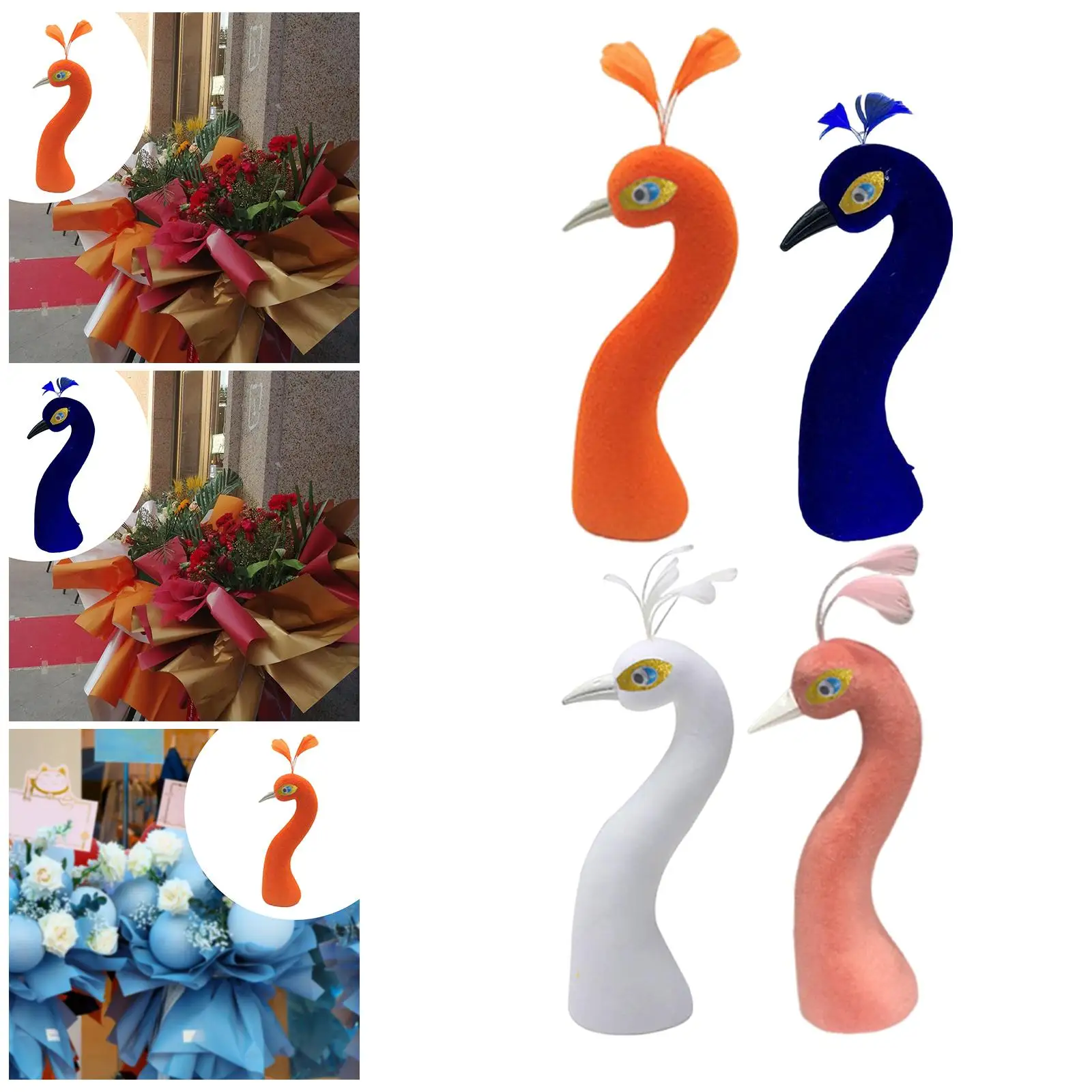 Modèle de sculpture de tête de paon simulée pour bouquet floral de salon DIY