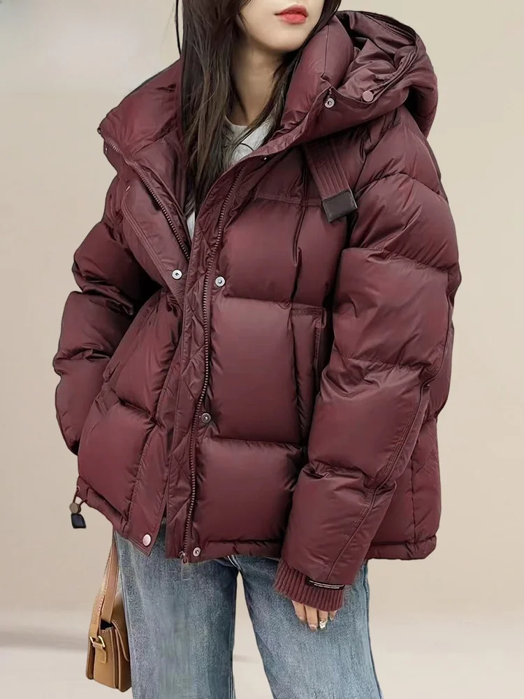 

Thiened Cotton Jaet Women's Winter Coat Warm Fluffy Inner Filling Korean Sle Long Sve Zipper Closure Color
