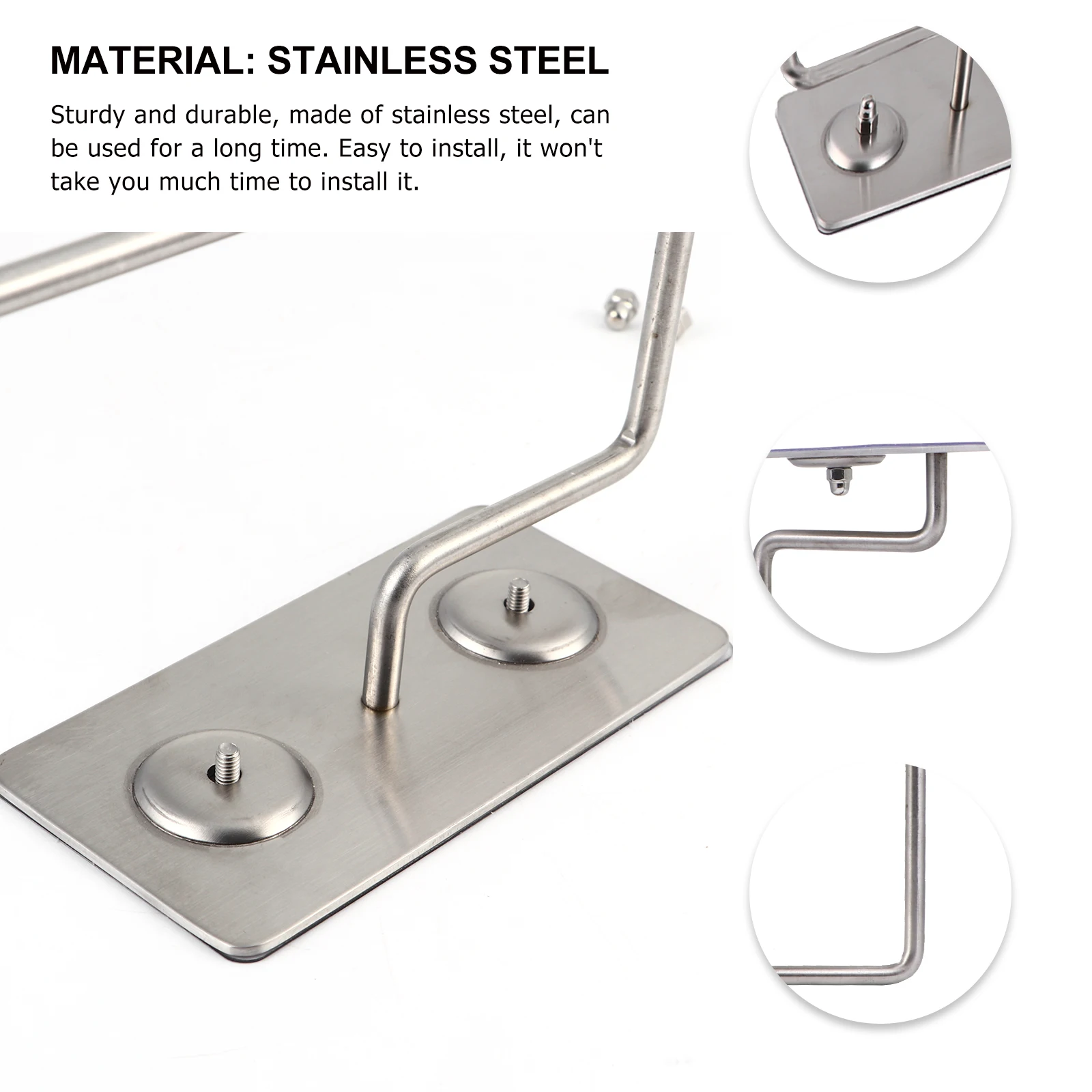 

Stainless Steel Toilet Holder Wall Mounted No Punching Easy Install Durable For Bathroom Hotel Use Paper Storage Rack Tissue