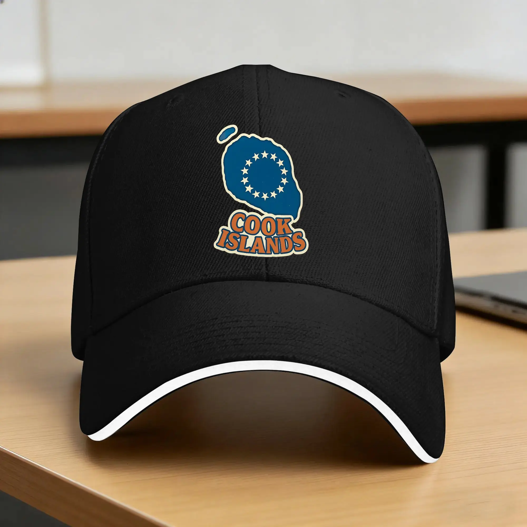 Cook Islands Emblem Map Baseball Cap  Classic Trucker Hat Summer Unisex-Teens Running Hippie Snapback Cap