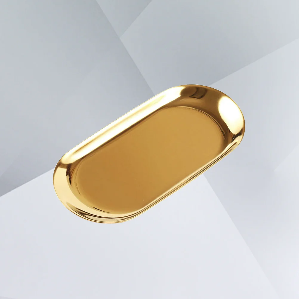 

Stainless Steel Tray 201 Medical Dental Surgical Autoclavable Reusable Polished Flat Storage Tray For Food Snack Golden L Size