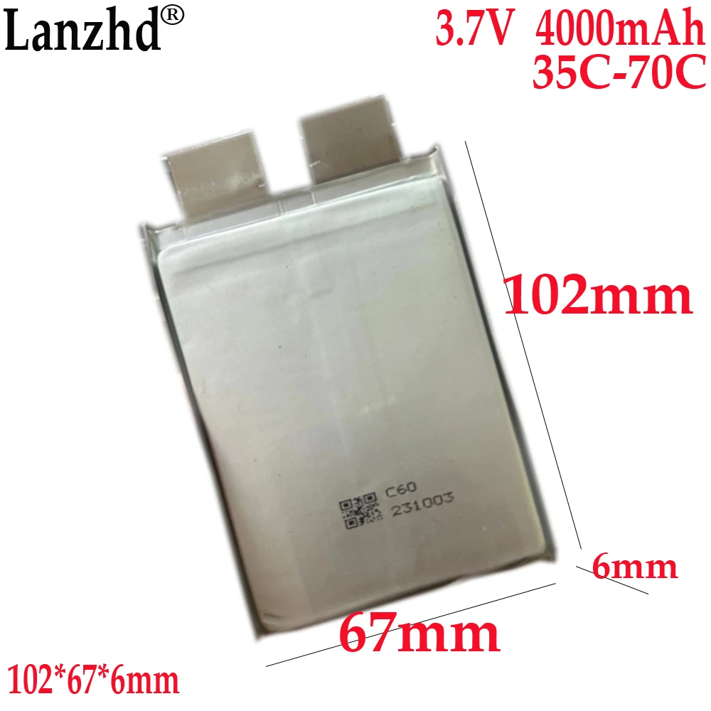 

High rate 6067102 3.7V 35C 70C Li Battery 4000mAh battery For Starting power supply automobile igniter battery 102*67*6mm