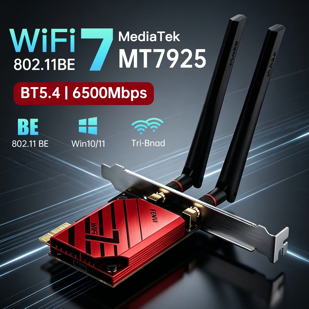 WiFi 7 BE5400Pro PCIE Wireless Adapter BE200 Tri-band 2.4G/5G/6GHz Bluetooth 5.4 Network Adapter For Desktop PC Windows 10/11