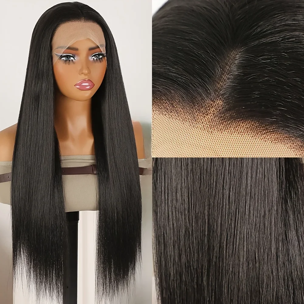 13*4 lace front Long Heat Resistant Daily Black Soft Glueless 180 Density Protective Hairstyle, Versatile Hairpiece, Women Wig