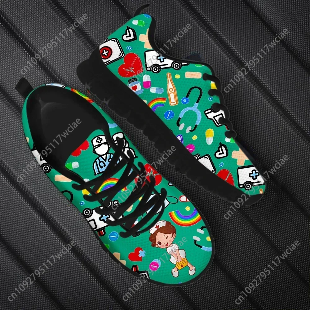 

Classic Nurse Shoes Kawaii Nurse Girls Pattern Flat Shoes for Women Medical Print Easy Clean Casual Sneakers