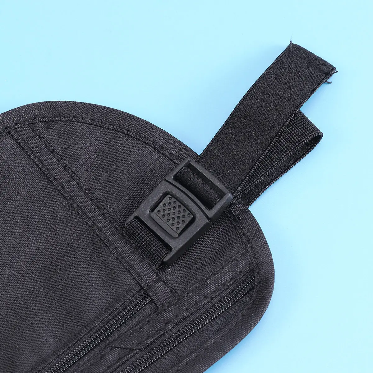 Money Belt Waist Wallet Black Ultra Slim Adjustable Travel Pouch Running Belt Waist Bag Cell Phone Holder for Walking Traveling