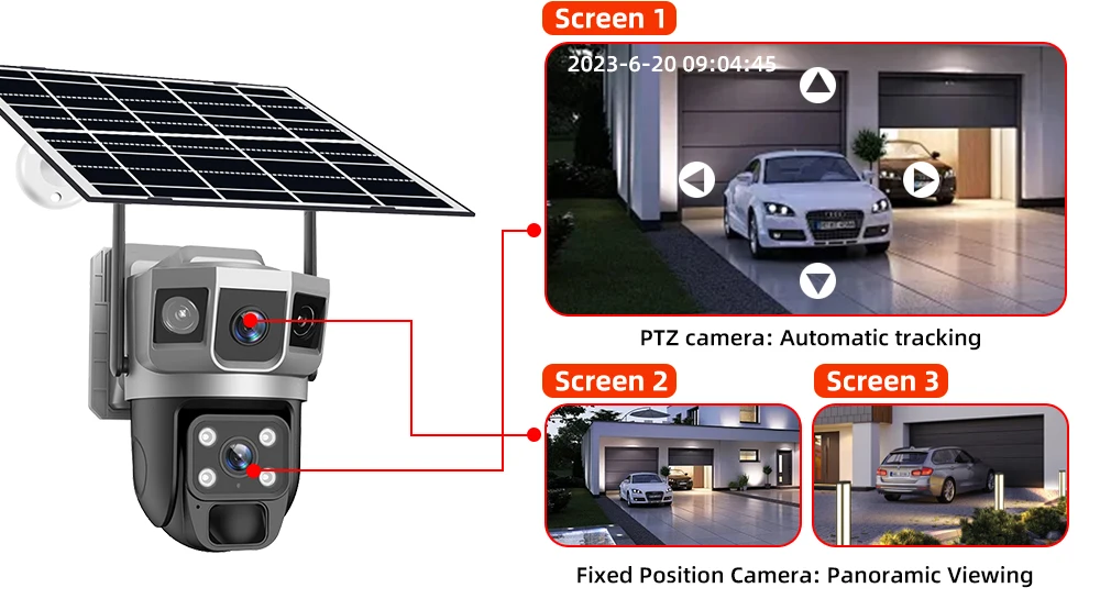 V380 Pro 6K 12MP 2 Objektiv 4G Solar CCTV Kamera Outdoor PTZ Auto Tracking WIFI Drahtlose Sicherheit hause Überwachung