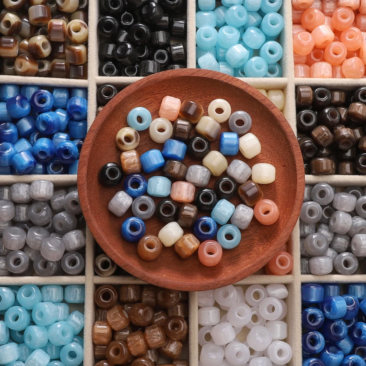 5Pcs/Bag Resin Large Hole Barrel Beads 12x10mm Gold Foil Effect Loose Beads for DIY Bracelet Keychain Jewelry Making Accessories
