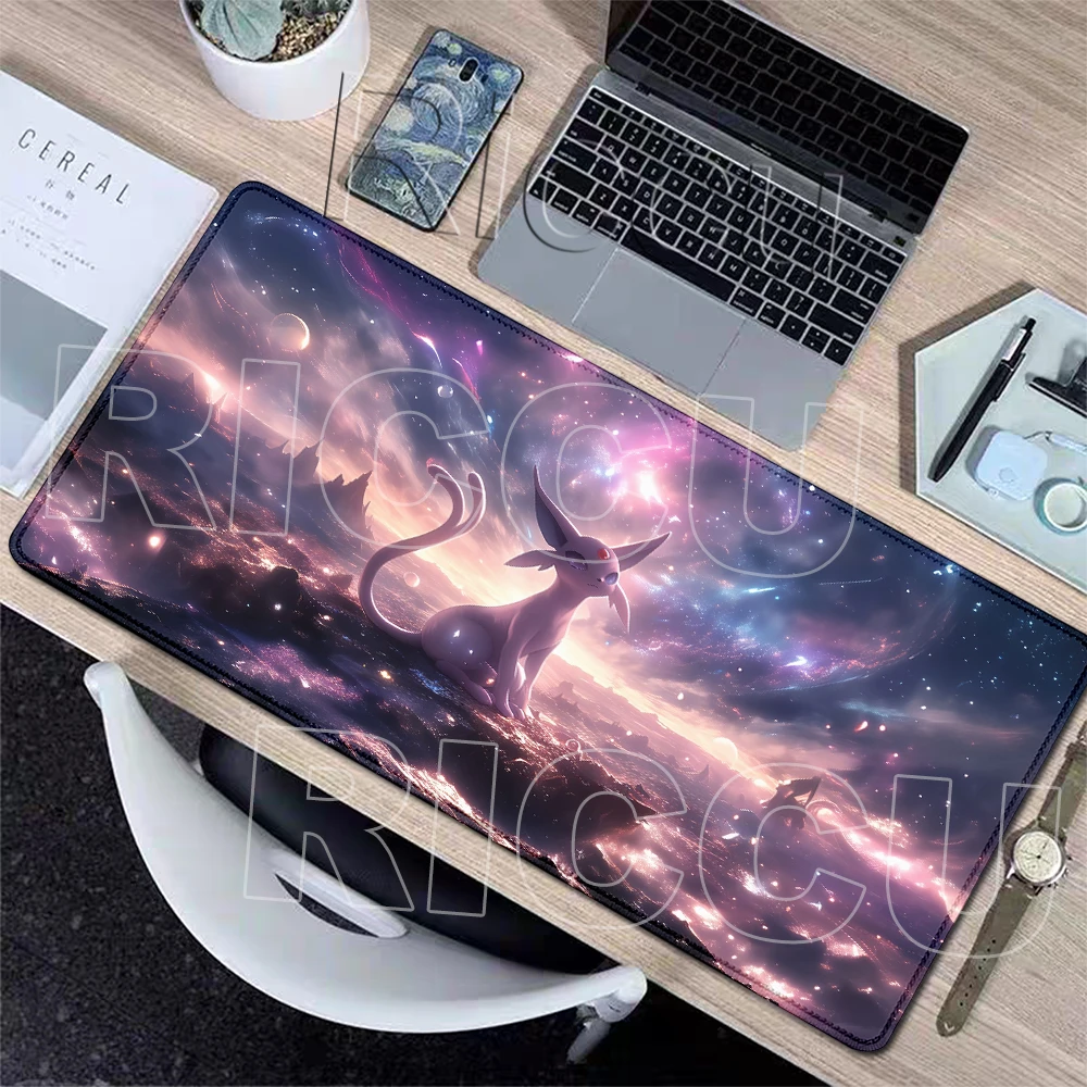 Mouse Pads Pokemon Eevee Pattern Computer Keyboard Pads Non-slip Rubber Carpet Large Gaming Accessories Pads Lockedge Desk Mats