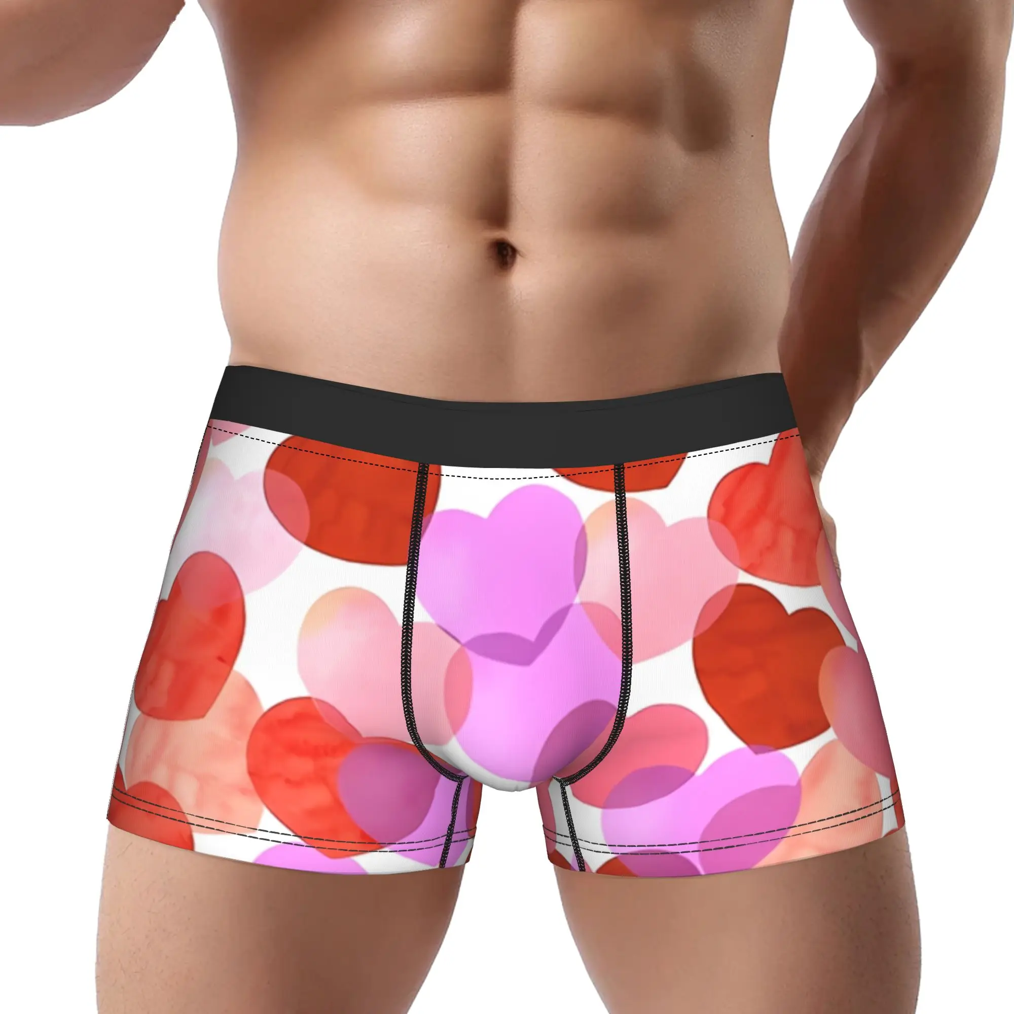 

Little Hearts Pink Heart Underpants Breathbale Panties Man Underwear Comfortable Shorts Boxer Briefs