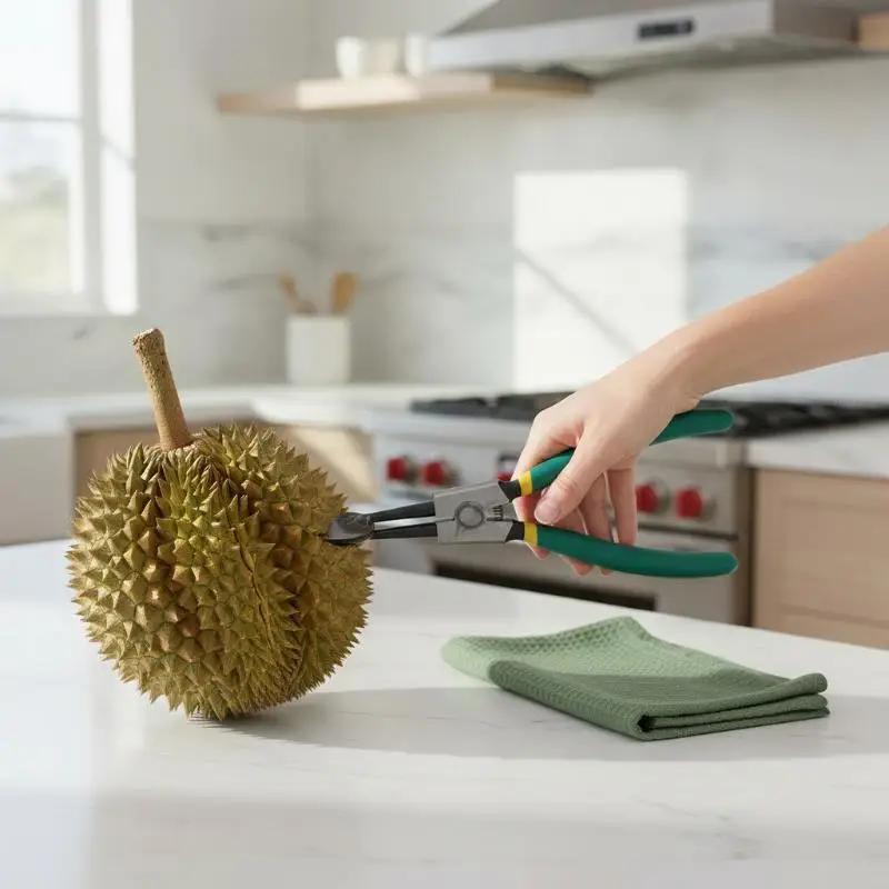 Alloy Durian Opener With Ergonomic Nonslip Handle Design Efficient Fruit Shell Opening Peeler Clamp Kitchen Gadget